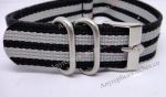 Replacement Rolex Pro-hunter Black White stripe Nylon strap